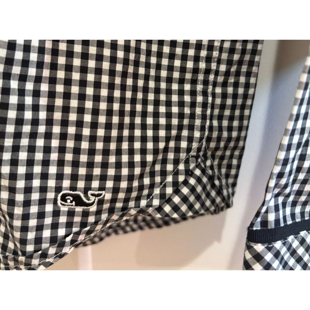 VINEYARD VINES Shirt Women's Size 8 Black Gingham Plaid Ruffle Button Down EUC - Picture 8 of 9
